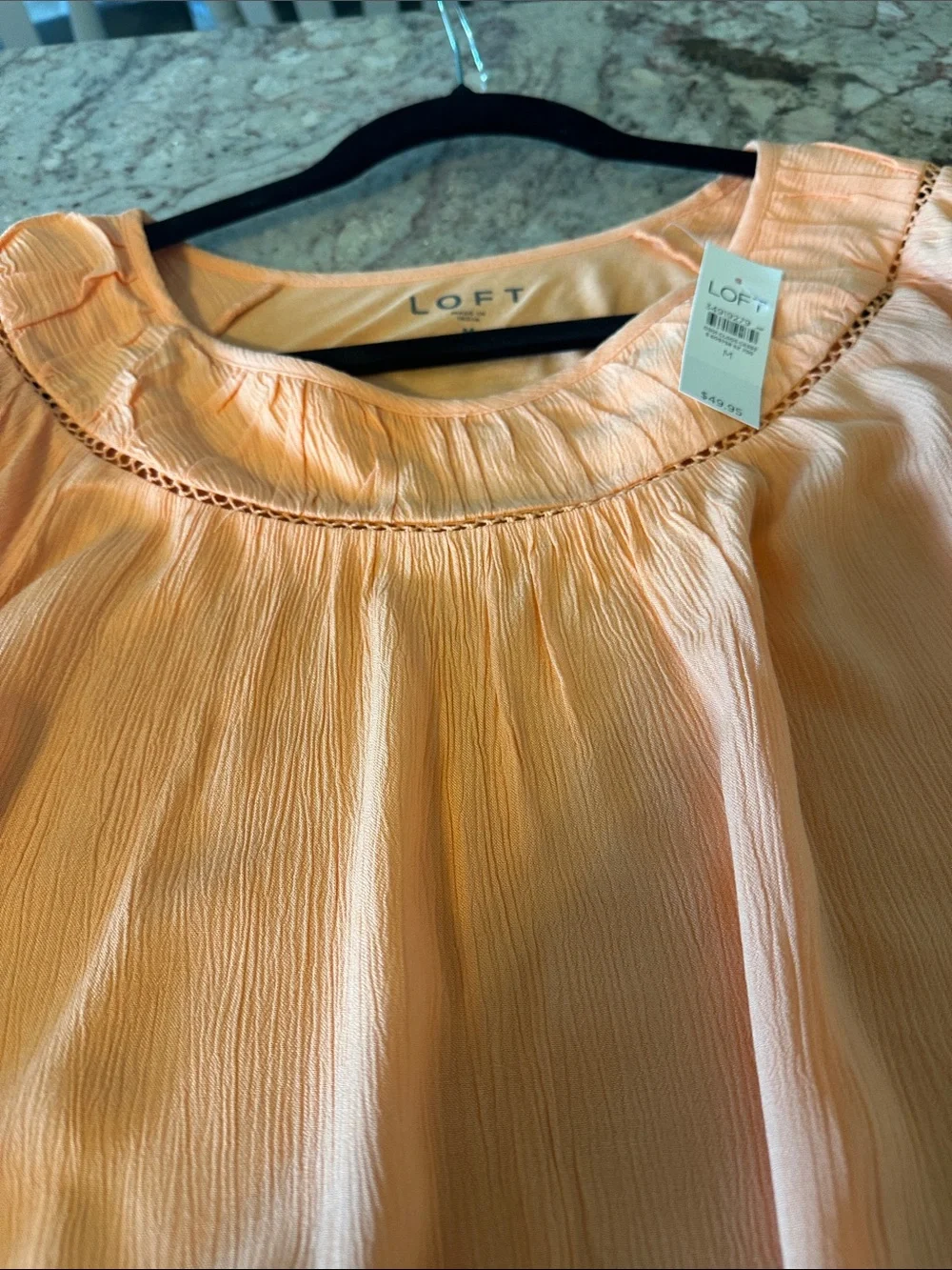 NWT LOFT Peach Short-Sleeve Peasant Blouse